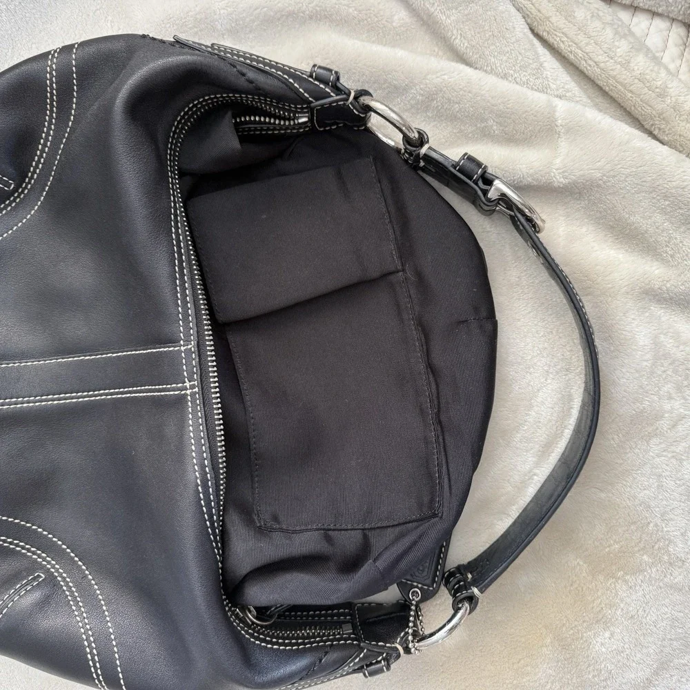 Coach Soho Hobo Mini Shoulder Bag 10030 Minimal Black Leather Vintage Y2K Purse